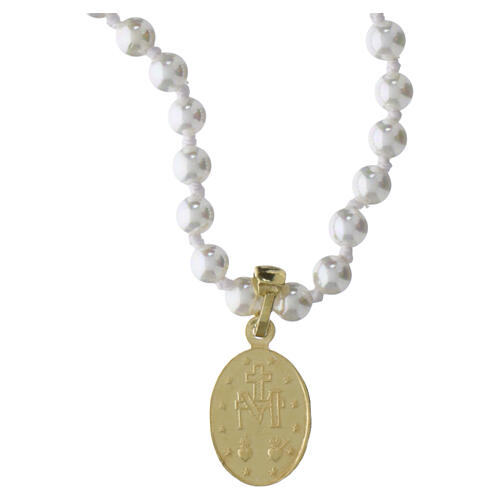 Collier Médaille Miraculeuse dorée et perles argent 925 Benedictus 3