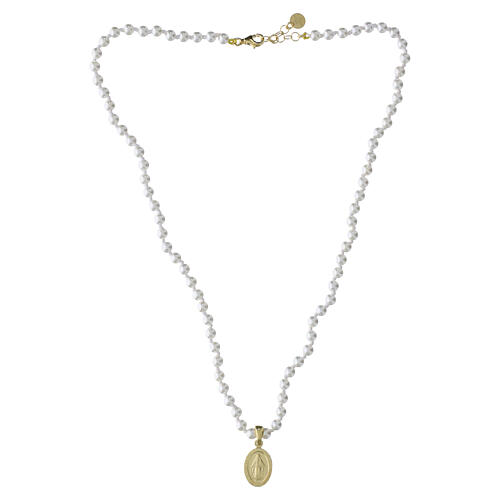 Collier Médaille Miraculeuse dorée et perles argent 925 Benedictus 4
