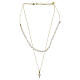 Benedictus double necklace with natural pearls and white rhinestone cross, gold-finished silver s3
