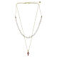 Double cross necklace by Benedictus, ruby rhinestones and natural pearls on gold-plated 925 silver s3