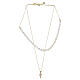Double cross necklace by Benedictus, ruby rhinestones and natural pearls on gold-plated 925 silver s5