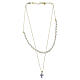 Collier double croix zircons bleus tour de perles naturelles Benedictus argent 925 doré s3