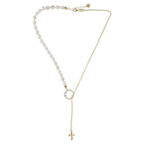 Collier cercle zircons blancs perles naturelles Benedictus argent doré 5