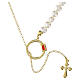 Benedictus gold-plated 925 silver necklace with circle, ruby-red rhinestones and natural pearls s4