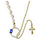 Natural pearl necklace with white and blue rhinestone circle by Benedictus, gold plated 925 silver s4