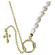 Benedictus Natural Pearl Necklace with Zircon Circle, Blue and White Zircons Gold-Plated 925 Silver s5