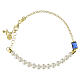 Bracciale zircone blu perle Benedictus argento 925 dorato s1