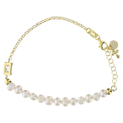 Benedictus bracelet with natural pearls and white rhinestone, gold-plated 925 silver 3