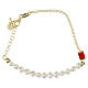 Pulsera plata 925 dorada perlas naturales zircón roja Benedictus s1