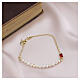Bracelet en argent 925 doré perles naturelles et zircon rouge Benedictus s2