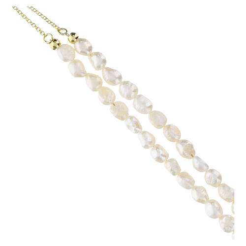 Natural pearl necklace with white baguette zircon cross, gold-plated 925 silver Benedictus 5