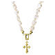 Natural pearl necklace with white baguette zircon cross, gold-plated 925 silver Benedictus s4