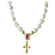Benedictus gold-plated 925 silver necklace with cross pendant, ruby rhinestone and natural pearls s3