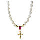 Collier croix zircon rubis perles naturelles Benedictus argent 925 doré s1