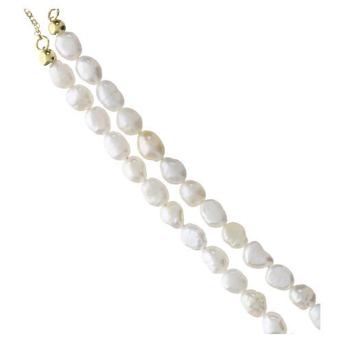 Collana croce zircone rubino perle naturali Benedictus argento 925 dorato 4