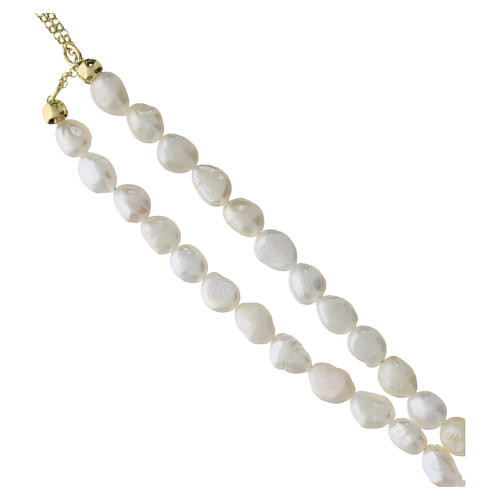 Natural Pearl Necklace with Golden Cross and Blue Zircon Benedictus 925 Silver 4