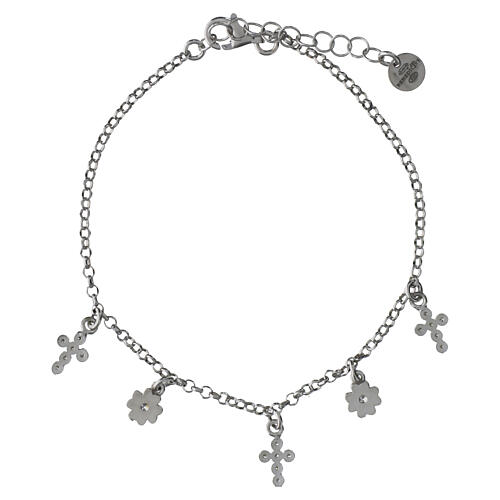 Benedictus rhodium-plated 925 silver bracelet with white rhinestone charms 3
