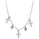 Collier argent breloques croix fleurs zircons blancs finition rhodiée Benedictus s1