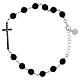 Onyx bracelet with black rhinestone cross by Benedictus, rhodium-plated 925 silver s1