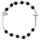 Benedictus rhodium-plated 925 sterling silver onyx bead bracelet with black zircon cross s3