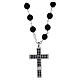Collar cruz zircones negros granos Ónix 6 mm Benedictus plata 925 s1