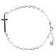Benedictus cross bracelet in 925 silver with black zircons, flat chain s1