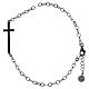 925 Sterling Silver Cross Bracelet with Ruthenium Finish and Black Zirconia, Benedictus s1
