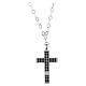 Cross Necklace with Black Zirconia Flat Rhodium-Plated Silver Chain Benedictus s1