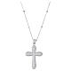 925 Rhodium-Plated Silver Necklace with Domed Cross Pave of White Zirconia, Benedictus s1