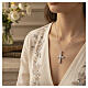 925 Rhodium-Plated Silver Necklace with Domed Cross Pave of White Zirconia, Benedictus s2