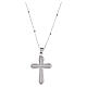 925 Rhodium-Plated Silver Necklace with Domed Cross Pave of White Zirconia, Benedictus s3