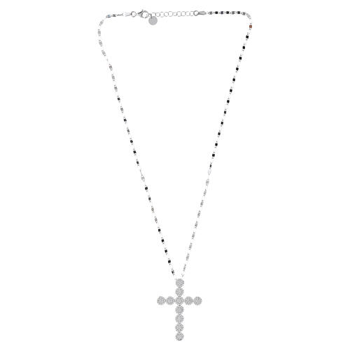 Colar cruz com zircões brancos redondos prata 925 rodiada Benedictus 3