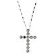 Benedictus Rhodium-Plated Silver Cross Necklace with White Zirconia Circles s5