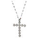 Benedictus 925 sterling silver necklace with white and ruby-coloured rhinestone cross pendant s5
