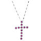 Collana croce pendente zirconi bianchi rubino argento 925 Benedictus s1