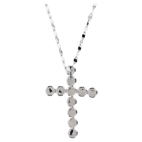 Benedictus sterling silver necklace with cross pendant and white and deep blue rhinestones 5