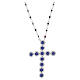 Collier en argent pendentif croix zircons blancs et bleus Benedictus s1