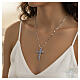 Collana argento pendente croce zirconi bianchi blu Benedictus s4
