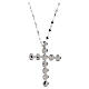Silver Cross Pendant Necklace with White and Deep-Blue Zirconia Benedictus s5
