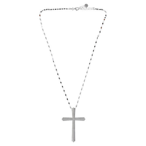 Benedictus necklace with pavé rhinestone cross , rhodium-plated 925 silver 4
