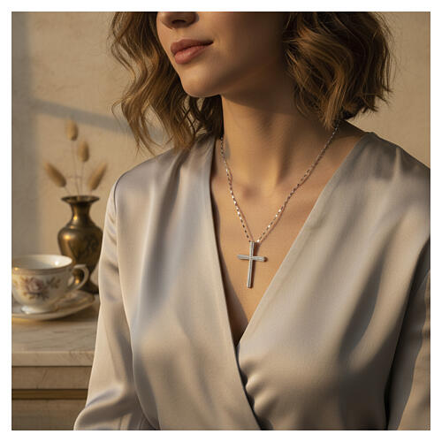 Collar cruz pavé zircones plata 925 rodiada Benedictus 2