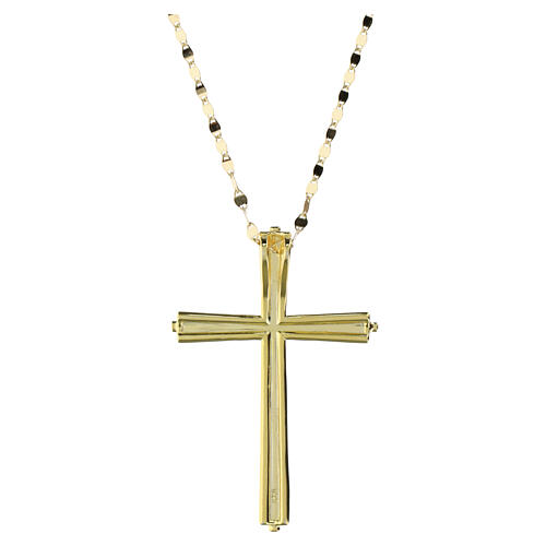 Gold-plated necklace with pavé white rhinestone cross, 925 silver — Benedictus 4