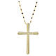 Gold-plated necklace with pavé white rhinestone cross, 925 silver — Benedictus s1