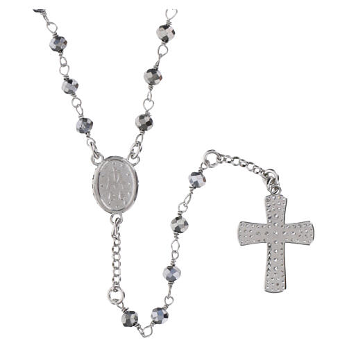 Benedictus hematite rosary with white rhinestones, 925 silver 3