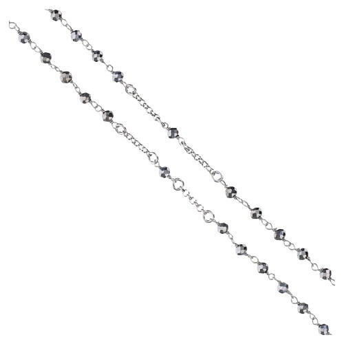 Rosario gioiello ematite zirconi bianchi Benedictus argento 925 4