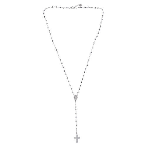 Rosario gioiello ematite zirconi bianchi Benedictus argento 925 5