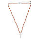 Benedictus necklace with orange beads, 925 sterling silver cross and rhinestones s4