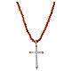 Orange Bead Necklace with 925 Silver Cross and White Zircons, Benedictus s1