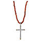 Orange Bead Necklace with 925 Silver Cross and White Zircons, Benedictus s3