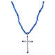 Benedictus 925 silver necklace with light blue beads and cross set with white and blue rhinestones s1
